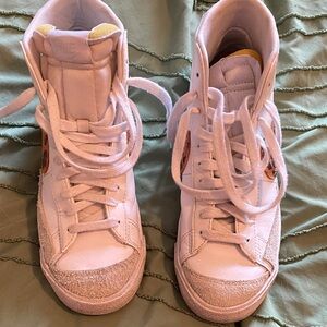 Nike Women's White and Yellow High-Top Sneakers